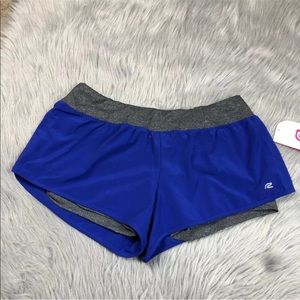 Road Runner Sports 2 In 1 Gray Blue Shorts Large